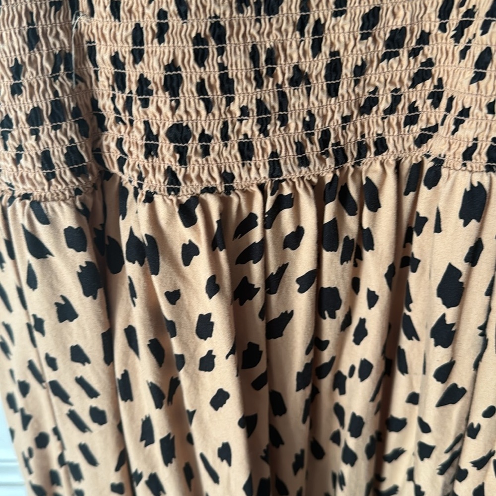 crown & ivy Tan and Black Printed Ruffle Strap Midi Dress - Picture 2 of 2